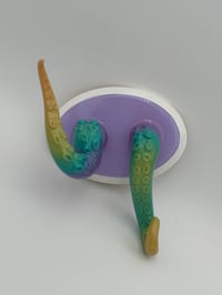 Image 1 of Double Rainbow Tentacle on White and Lilac Oval Base