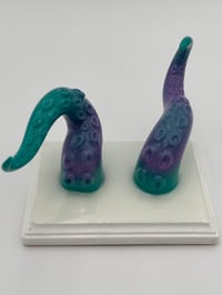 Image 2 of Double Teal and Lilac Tentacle on White Square Base