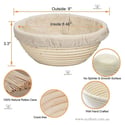 Large Banneton with Cloth Liner - Sourdough Basket (Circle)