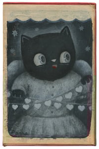 Goth Cat With White Hearts