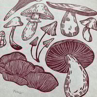 Image 3 of Fungi Linocut Print