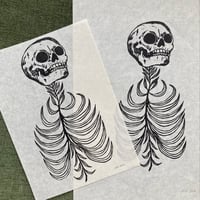 Image 2 of Skeletal Linocut Print