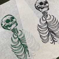 Image 4 of Skeletal Linocut Print