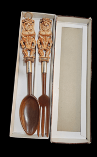 Image 4 of Vintage Tiki Salad Serving Set Hawaii Souvenir FREE SHIPPING 