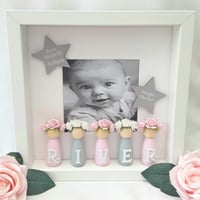 Girls Personalised new baby frame, Girls nursery decor, Girls wall hanging, Peg doll new baby frame 