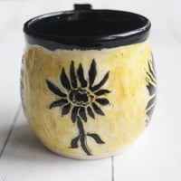 Image 4 of Sgraffito Sunflower Mug, Hand Carved Botanical Design Specialty Art Mug, Made in USA