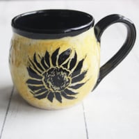 Image 5 of Sgraffito Sunflower Mug, Hand Carved Botanical Design Specialty Art Mug, Made in USA
