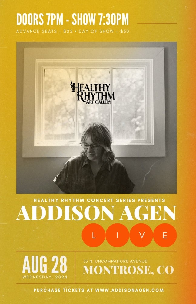 Image of HRMS Presents "ADDISON AGEN (NBC's The Voice) :: LIVE AT HEALTHY RHYTHM"