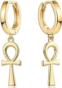 14 k Gold Plated Ankh Earring set 