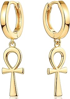 Image of 14 k Gold Plated Ankh Earring set 