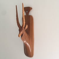 Image 1 of Vintage wooden carved Gazelle wallhanging