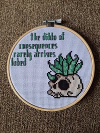 Dildo of Consequences Cross Stitch Hoop