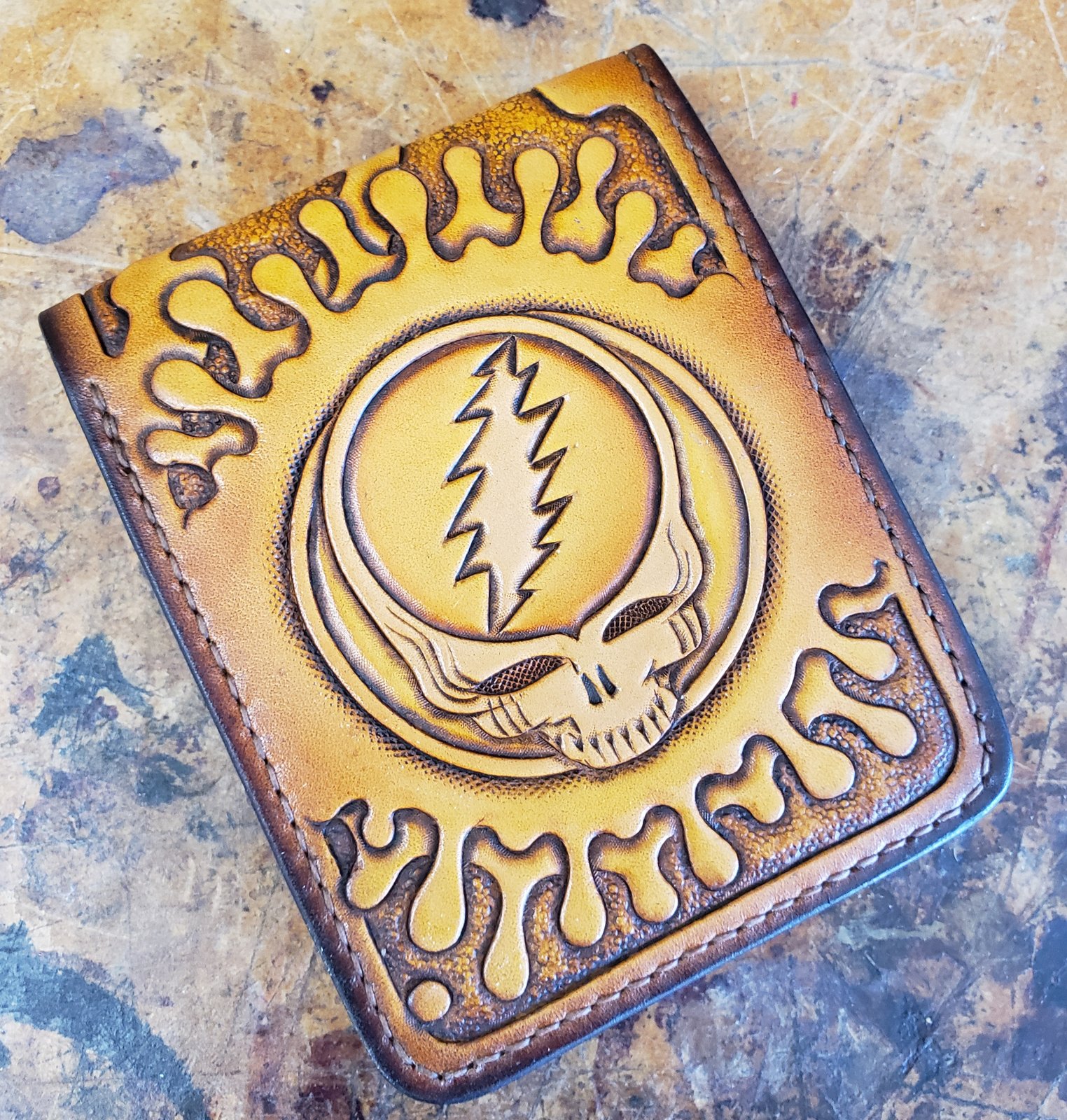 Grateful Dead Logo Bifold Wallet By Buckle-Down | Vegan Leather, 4x3.5x0.5", 5 Card Slots & ID Window