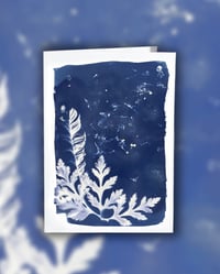 Image 1 of Feather and Leaf Cyanotype Greeting Card