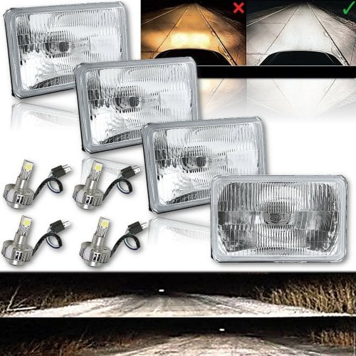 Image of #VISION (4) 4x6 OEM STOCK STYLE GLASS (low & HIGH BEAM) with LED 6K 