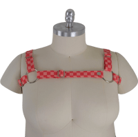 Image 2 of Pink & Peach Checker Bulldog Harness