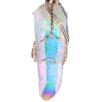 Image 2 of Angel Aura Quartz Crystal 14k GF Pendant with Stardust Bead