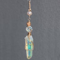 Image 4 of Angel Aura Quartz Crystal 14k GF Pendant with Stardust Bead