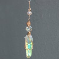 Image 3 of Angel Aura Quartz Crystal 14k GF Pendant with Stardust Bead