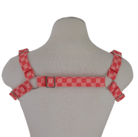 Image 3 of Pink & Peach Checker Bulldog Harness
