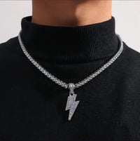 Iced Lightning Bolt Pendant 