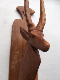 Image 2 of Vintage wooden carved Gazelle wallhanging