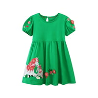 Image 1 of Embroidered Applique Green Horse Dress