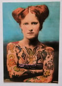 Image of original antique vintage 1920 unknown tattooed woman tattoo 1985 post card 4x6
