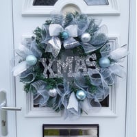 Image 2 of Silver/ice blue Xmas Wreath, Wall Decor, Door Wreath