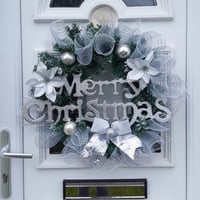 Image 2 of Silver Christmas Wreath, Wall Decor, Door Wreath