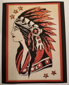 Image of antique folk art indian native star chief maiden tattoo flash 16x20 giclee print 