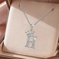  Zirconia Name Crown Letter Pendant