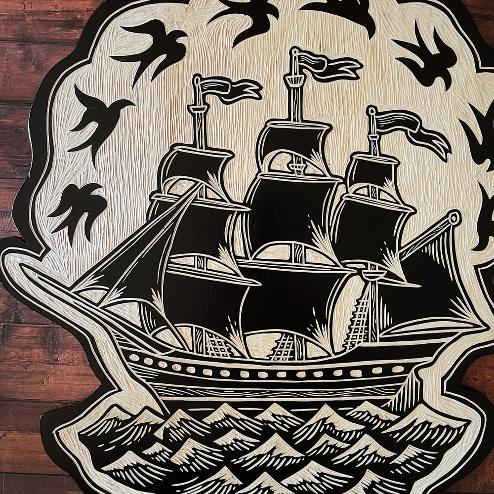 Image of Ship Woodcut 