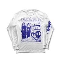 Image 1 of Lemoncello Gildan long-sleeved t-shirt in White & Indigo Blue  