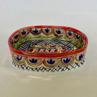 Image 2 of Soap dish blue lattice pattern