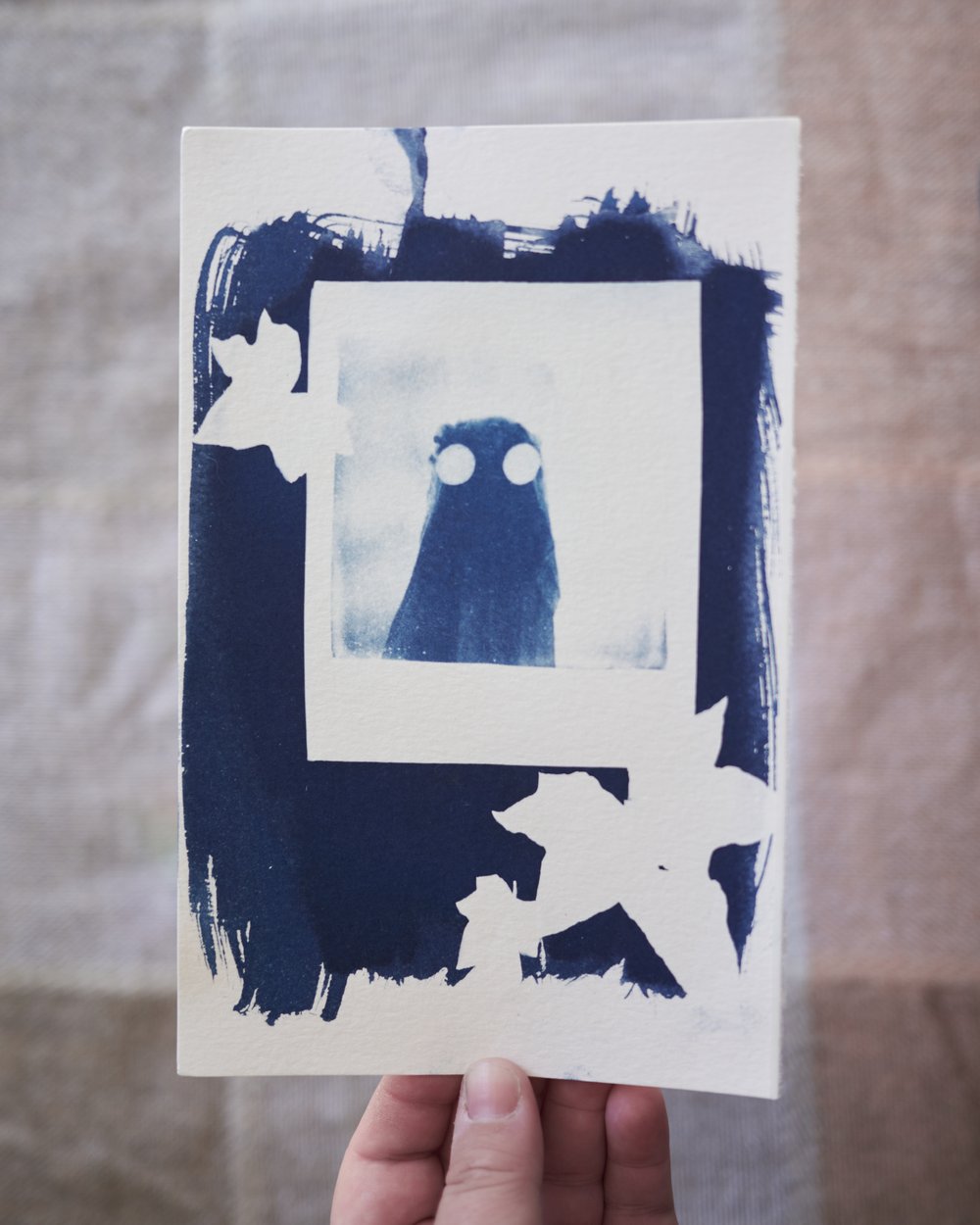 Image of Ghost Polaroid with Ivy Original Cyanotype