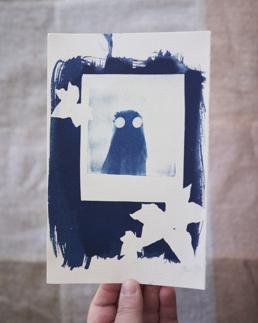 Image of Ghost Polaroid with Ivy Original Cyanotype