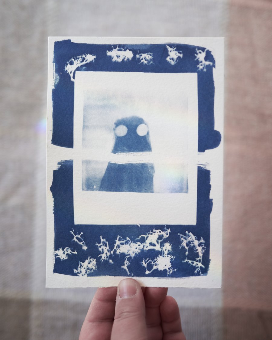 Image of Mossy Ghost Polaroid Original Cyanotype