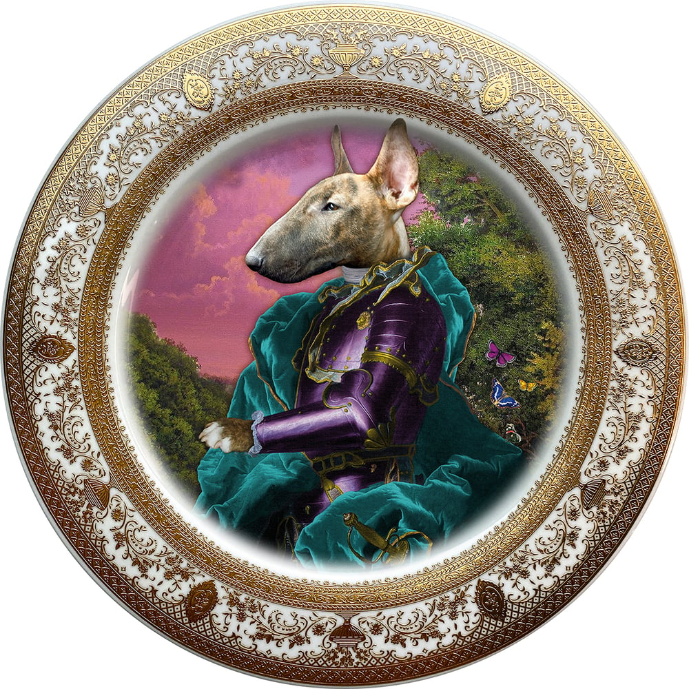 Image of Lord Tango pet portrait dog bull terrier -  Fine China Plate - #0739