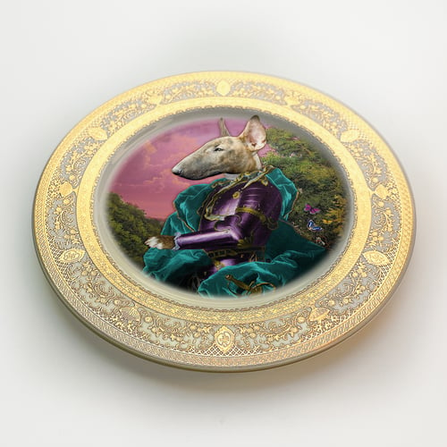 Image of Lord Tango pet portrait dog bull terrier -  Fine China Plate - #0739