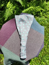 Image 2 of Grey & Aqua Polka Dots Haircovering 
