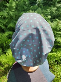 Image 3 of Grey & Aqua Polka Dots Haircovering 