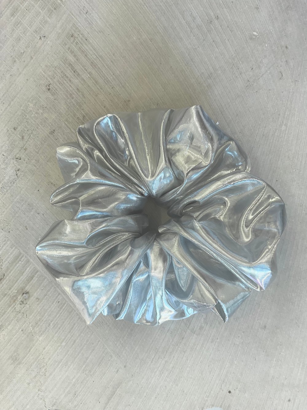 Silver oversized scrunchie 