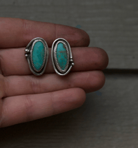 Image 3 of asymmetrical Patagonia turquoise studs