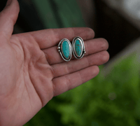 Image 1 of asymmetrical Patagonia turquoise studs