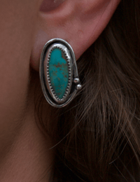 Image 2 of asymmetrical Patagonia turquoise studs