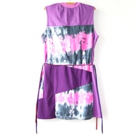 Image 6 of purple patchwork adult m/l courtneycourtney shift tunic dress tie drawstring waist belt
