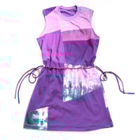 Image 1 of purple patchwork adult m/l courtneycourtney shift tunic dress tie drawstring waist belt