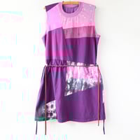 Image 4 of purple patchwork adult m/l courtneycourtney shift tunic dress tie drawstring waist belt