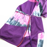 Image 2 of purple patchwork adult m/l courtneycourtney shift tunic dress tie drawstring waist belt